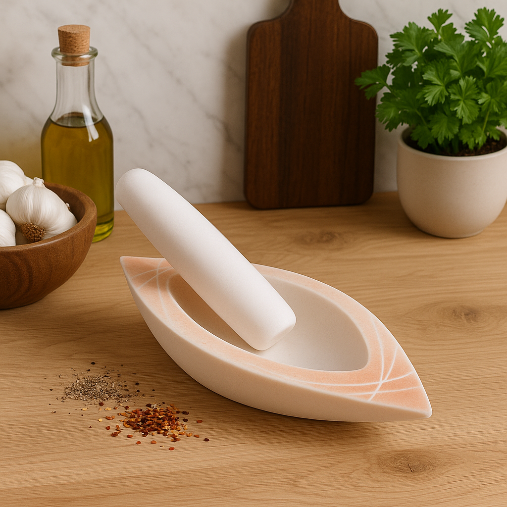 pink marble mortar and pestle set