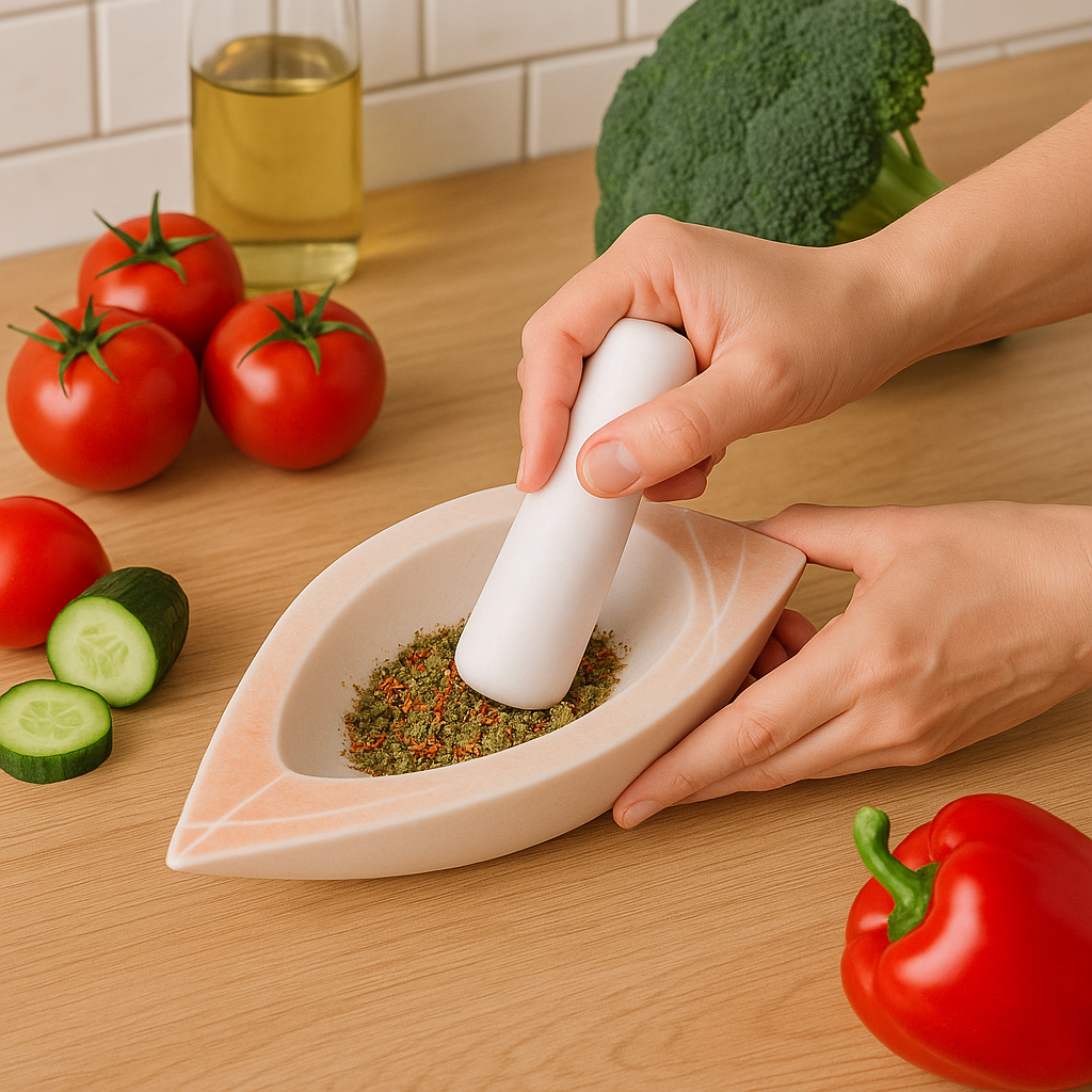 pink marble mortar and pestle set