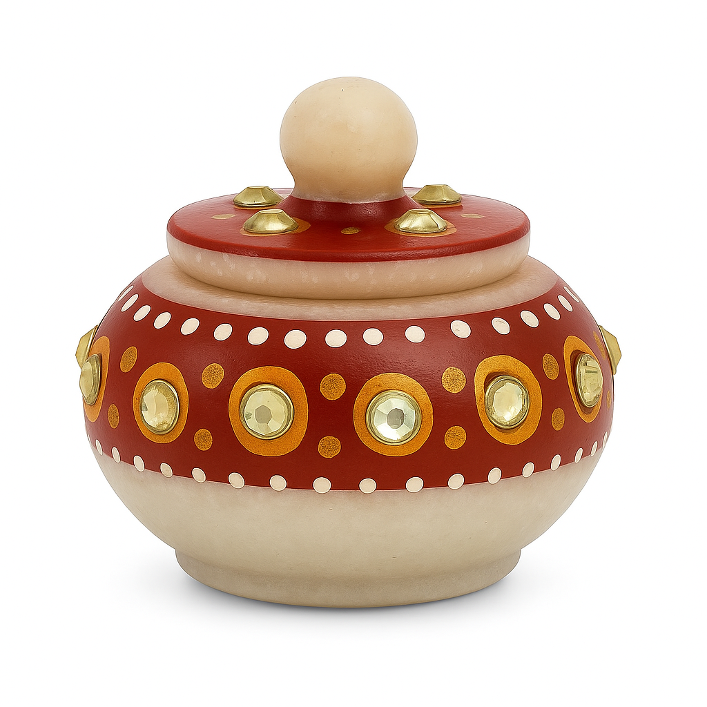 Handcrafted Marble Kumkum Dani - Image 2