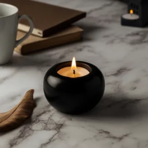 Black marble candle holder