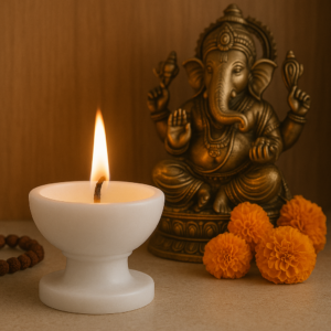 handcrafted white marble diya