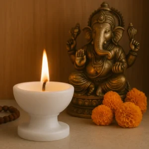 Handcrafted White Marble Diya