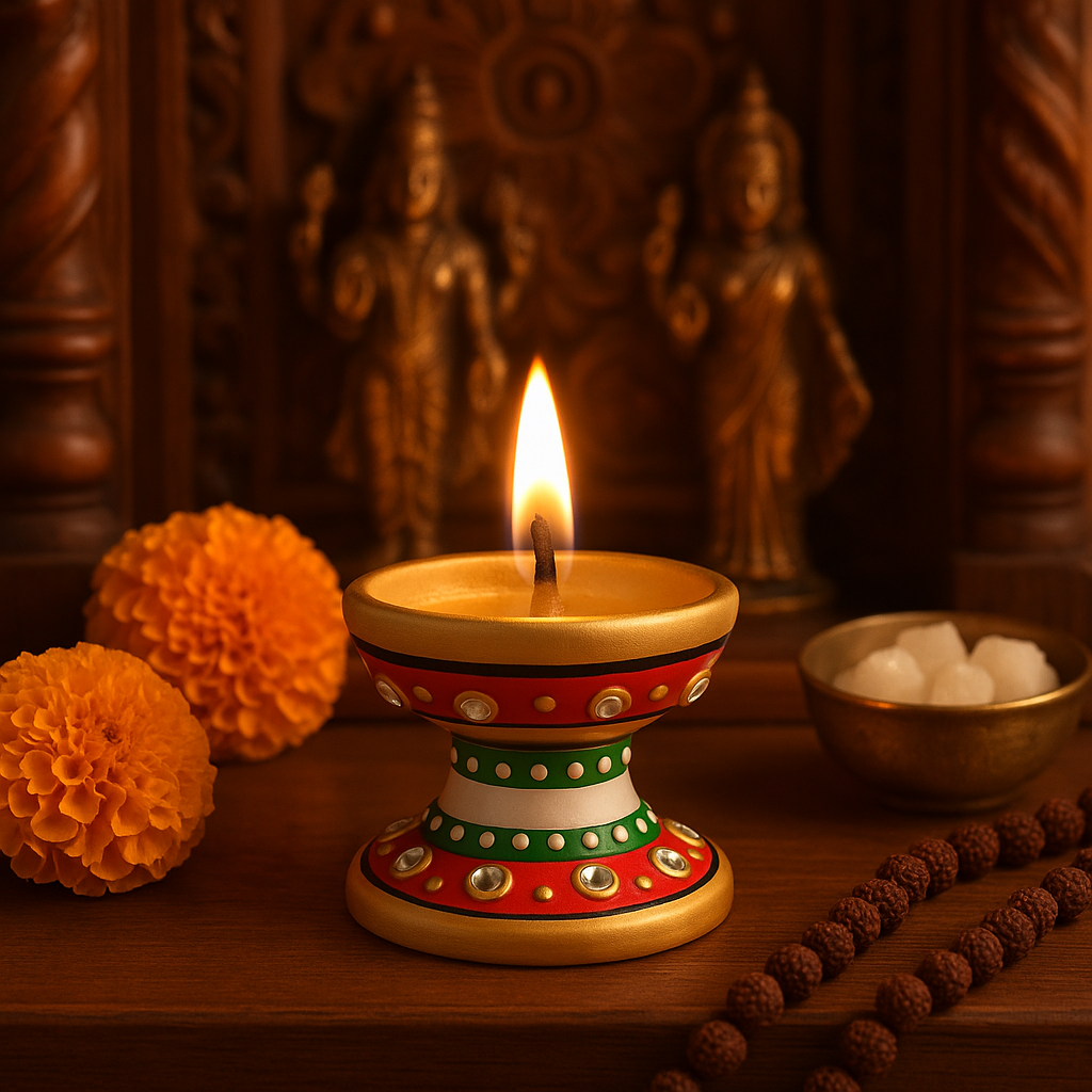 handcrafted decorative marble diya